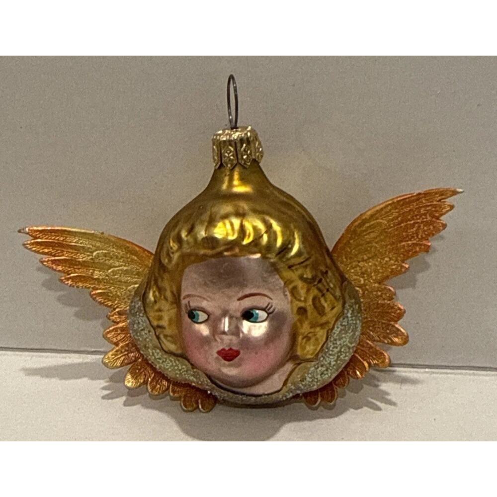 CHRISTOPHER RADKO CHERUB 3" ANGEL ORNAMENT GOLD RARE VINTAGE CHRISTMAS